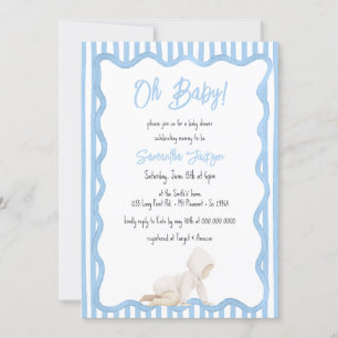 Grillige Hand Getekende Jongen Blauwe Baby Shower Kaart