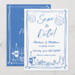 Grillige Hand Getekende Krabbel Doodle Tekeningen Save The Date