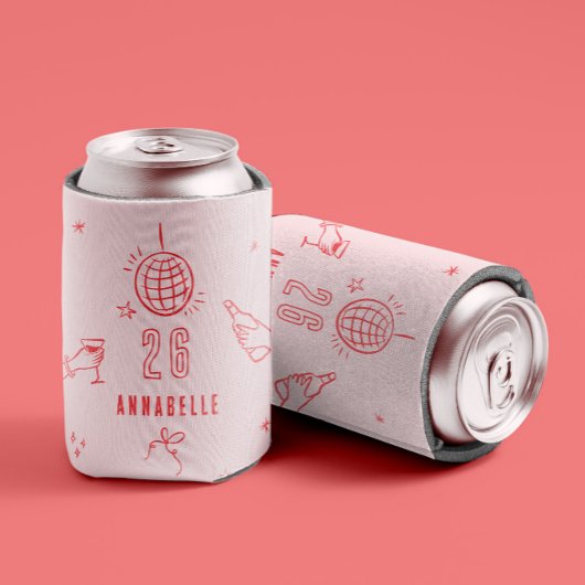 grillige hand getekende verjaardagscrème drinken blikjeskoeler