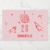 grillige hand getekende verjaardagscrème drinken sparkling wijnetiket (Enkel label)