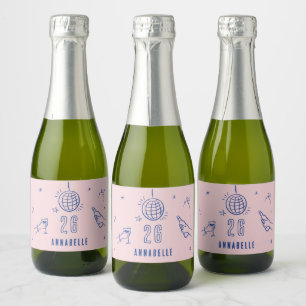 grillige hand getekende verjaardagscrème drinken sparkling wijnetiket