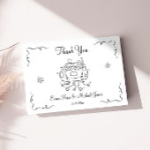 grillige hand getrokken auto bruiloft dank je kaar bedankkaart