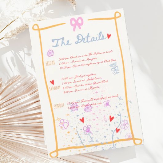 Grillige Hand getrokken Bachelorette Weekend Detai Kaart