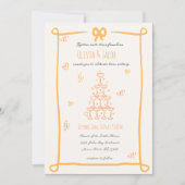 grillige hand getrokken boog krabbel bruiloft kaart (Voorkant)