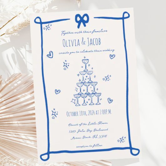 grillige hand getrokken boog krabbel bruiloft kaart