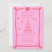 grillige hand getrokken boog krabbel bruiloft kaart (Voorkant)