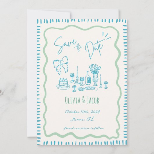 grillige hand getrokken boog krabbel golvende brui kaart (Voorkant)