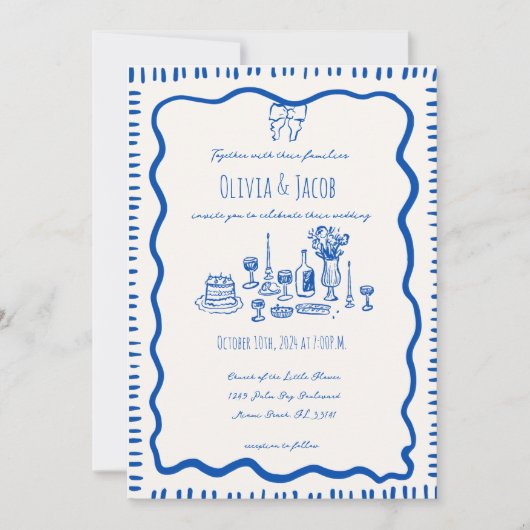 grillige hand getrokken boog krabbel golvende brui kaart (Voorkant)