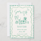 grillige hand getrokken boog krabbel golvende brui kaart (Voorkant)