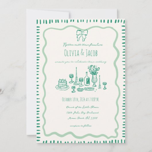 grillige hand getrokken boog krabbel golvende brui kaart (Voorkant)