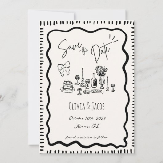 grillige hand getrokken boog krabbel golvende brui kaart (Voorkant)