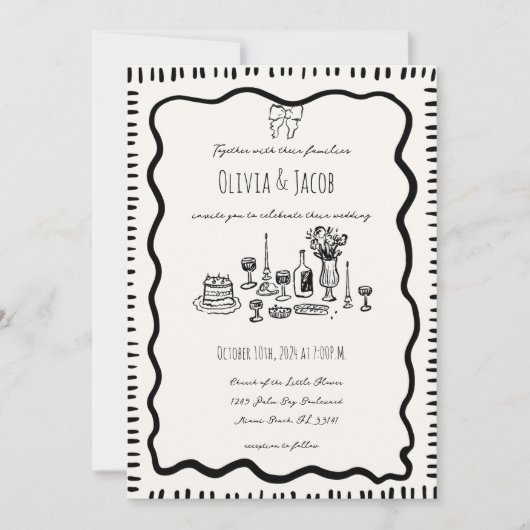 grillige hand getrokken boog krabbel golvende brui kaart (Voorkant)