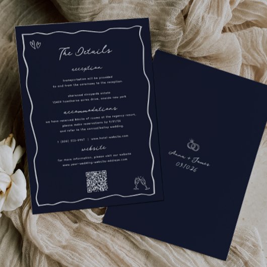 grillige hand getrokken doedel bruiloft details Ka Kaart