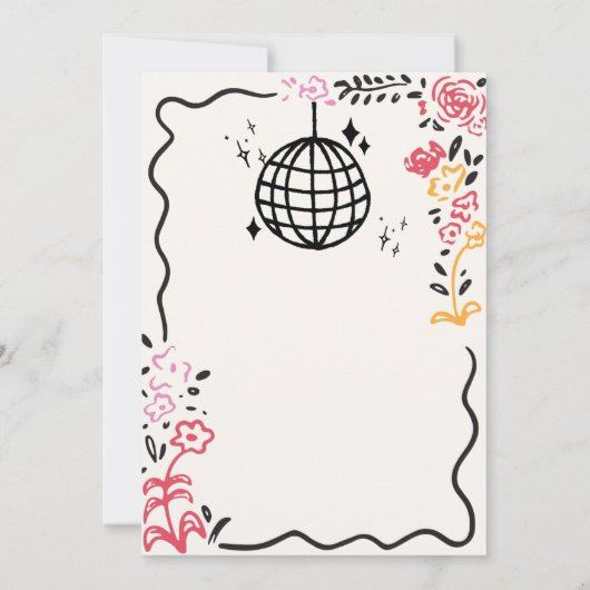 grillige hand getrokken kronkelige verjaardagsfees kaart (Achterkant)