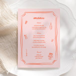 grillige hand getrokken leuk retro bruiloft menu<br><div class="desc">Whimsical Hand getrokken Leuk Retro Trouwtafel Menu</div>