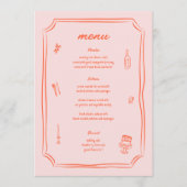 grillige hand getrokken leuk retro bruiloft menu (Voorkant)