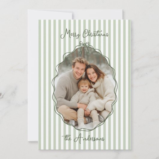 grillige hand getrokken Lijst salie strepen Feestdagenkaart (Voorkant)