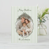 grillige hand getrokken Lijst salie strepen Feestdagenkaart (Staand voorkant)