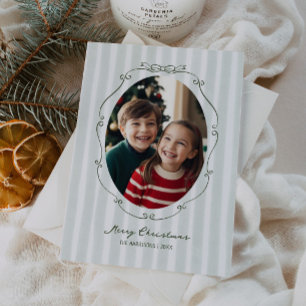 grillige hand getrokken Lijst salie strepen Feestdagenkaart