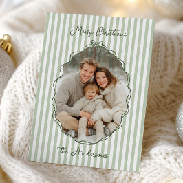 grillige hand getrokken Lijst salie strepen Feestdagenkaart