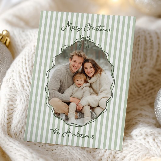 grillige hand getrokken Lijst salie strepen Feestdagenkaart