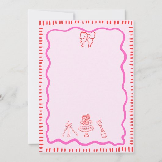 grillige hand getrokken rode boog krabbel golvende kaart (Achterkant)