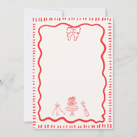 grillige hand getrokken rode boog krabbel golvende kaart (Achterkant)