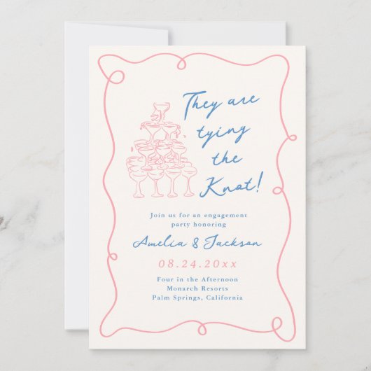 grillige hand getrokken verlovingsfeest kaart (Voorkant)