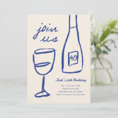 grillige hand getrokken wijn verjaardag uitnodigin kaart (Staand voorkant)