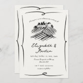 grillige hand getrokken wijnmakerij bruiloft kaart (Voorkant / Achterkant)