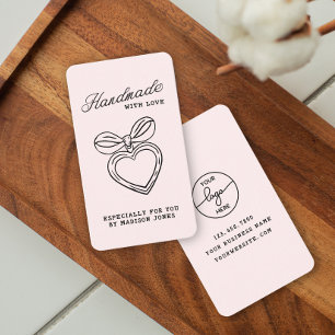 Grillige Handgemaakte met Liefde Script Hart Strik Visitekaartje
