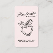 Grillige Handgemaakte met Liefde Script Hart Strik Visitekaartje (Voorkant)