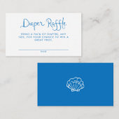 Grillige handgeschreven blauwe luierraffle informatiekaartje (Voorkant / Achterkant)