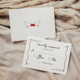 Grillige Handgeschreven Kers Huwelijk Informatiekaartje