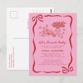 Grillige handgetekende babyshowerbrunch briefkaart (Voorkant / Achterkant)