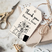 Grillige handgetekende bloem bruiloft bedankt cadeaulabel