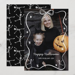 Grillige handgetekende boogframe Halloween-foto Feestdagenkaart
