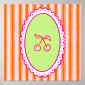 Grillige Handgetekende Coquette Kersen Kunst Poster (Voorkant)