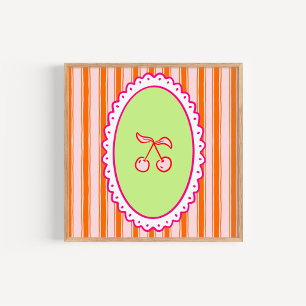 Grillige Handgetekende Coquette Kersen Kunst Poster
