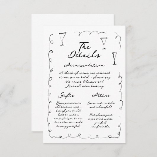 Grillige Handgetekende Details Enclosure Kaart (Voorkant / Achterkant)