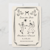 grillige handgetekende doedel save the date (Voorkant)