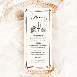 Grillige Handgetekende Doodles Bruiloft Menu