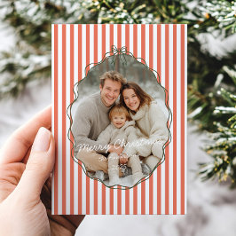 Grillige Handgetekende Frame Rode Strepen Kerstmis Feestdagenkaart