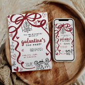 Grillige handgetekende Galentines-feestuitnodiging Kaart