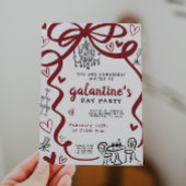 Grillige handgetekende Galentines-feestuitnodiging Kaart