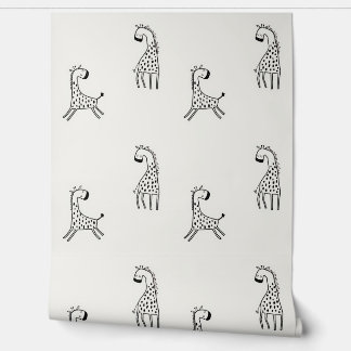 grillige handgetekende Giraffe kwekerij Behang
