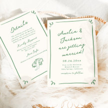 Grillige Handgetekende Groene + Details Trouwfeest