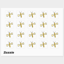 Grillige handgetekende hommelstickers vierkante sticker