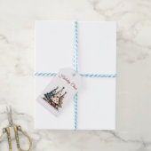 Grillige handgetekende kerstboompatroon cadeaulabel (Met Touw)