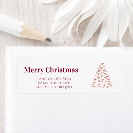 Grillige handgetekende Kerstdoodle Etiket (Insitu)